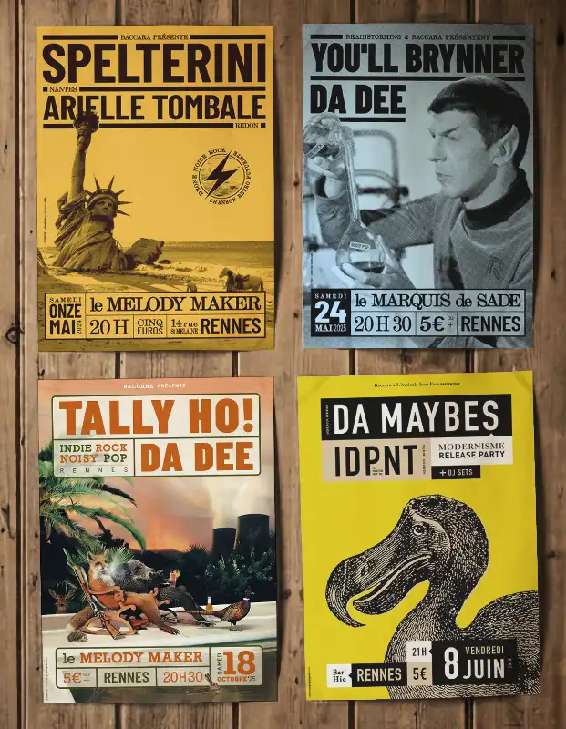 4 affiches de concert à Rennes