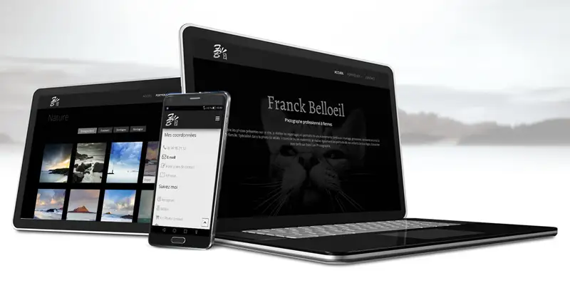 Site internet responsive Franck Belloeil Photo sur ordinateur et smartphone
