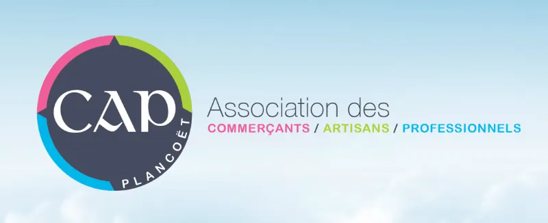 Logo de l'Association des Commerçants, Artisans et Professionnels (CAP Plancoët) avec un cercle coloré
