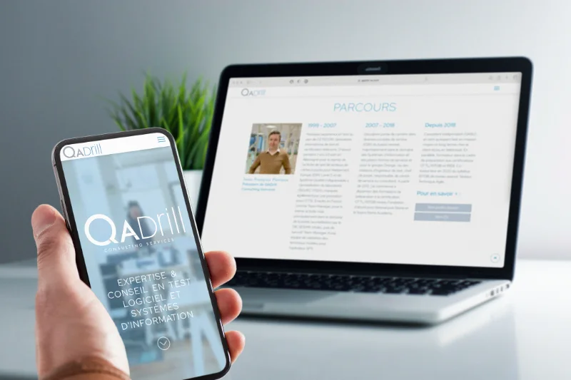 Site internet responsive QA Drill Consulting Services sur ordinateur et smartphone